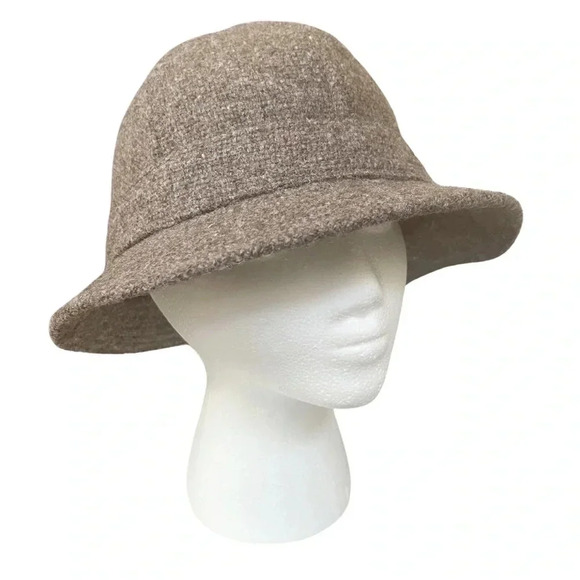 Vintage wool Studio Donegal brown bucket bowler hat - Picture 1 of 7